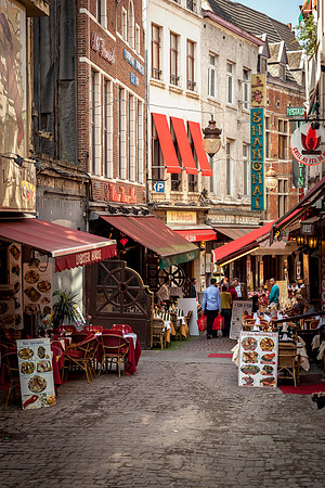 Market street in Brussels Belgium