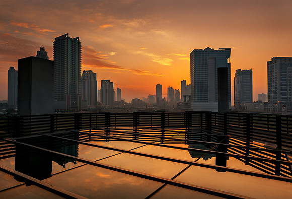 Dubai skyline at Sunrise